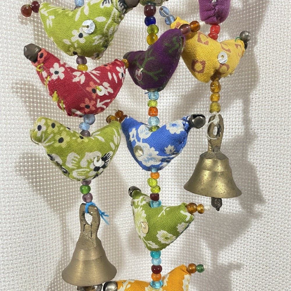 Good Luck Prosperity Hens SMALL 1" Lot Of 3 Garlands 43-50.5" Beads Sequins Bell